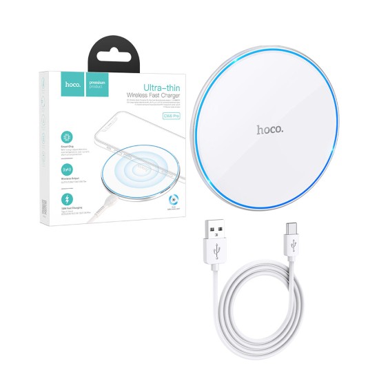 Hoco Ultra-thin Wireless Fast Charger CW6 Pro Easy 15W White